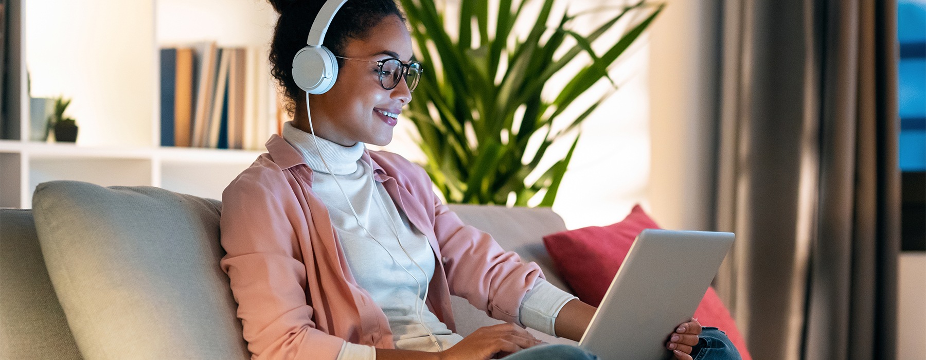 a woman on a computer